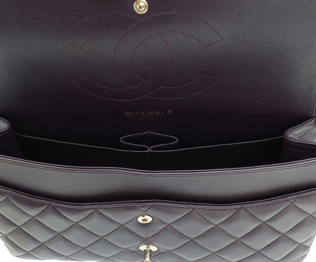 Chanel Dark Blum Classic Double Flap Jumbo Bag