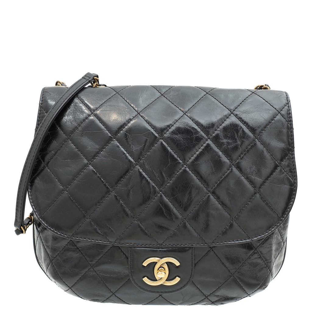 Chanel Black CC Bubble Large Messenger Flap Bag