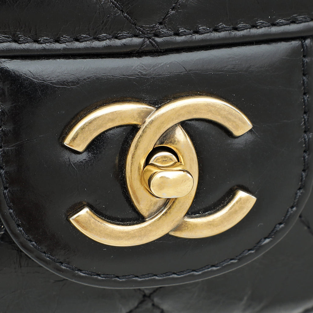 Chanel Black CC Bubble Large Messenger Flap Bag