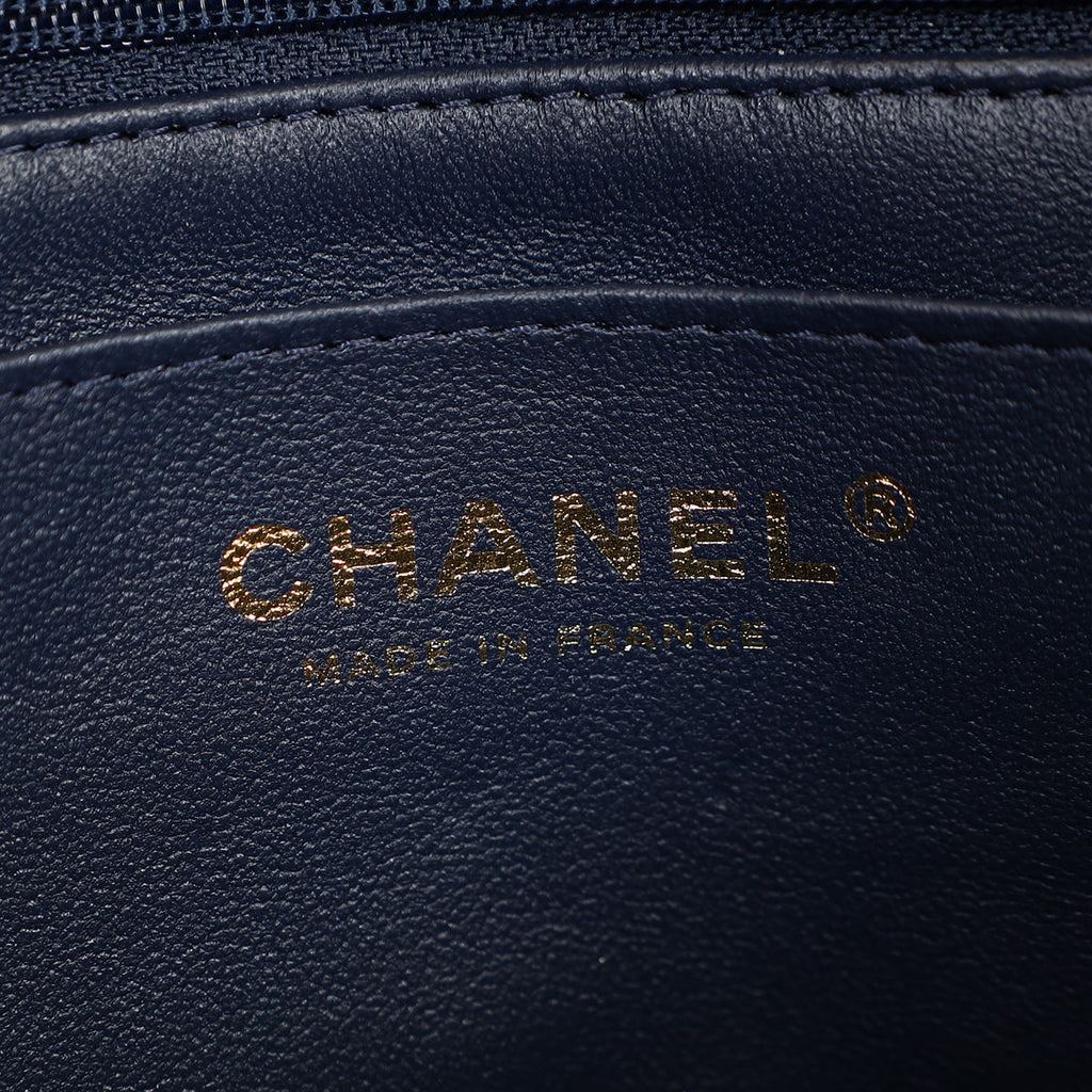 Chanel Blue Mini Rectangular Flap Metal Top Handle Bag