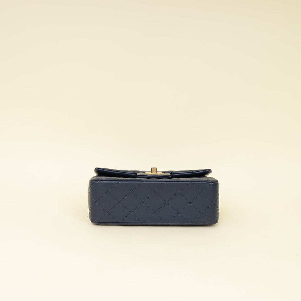 Chanel Blue Mini Rectangular Flap Metal Top Handle Bag