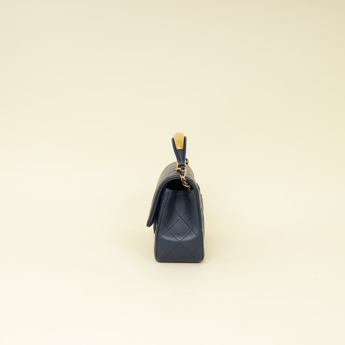 Chanel Blue Mini Rectangular Flap Metal Top Handle Bag