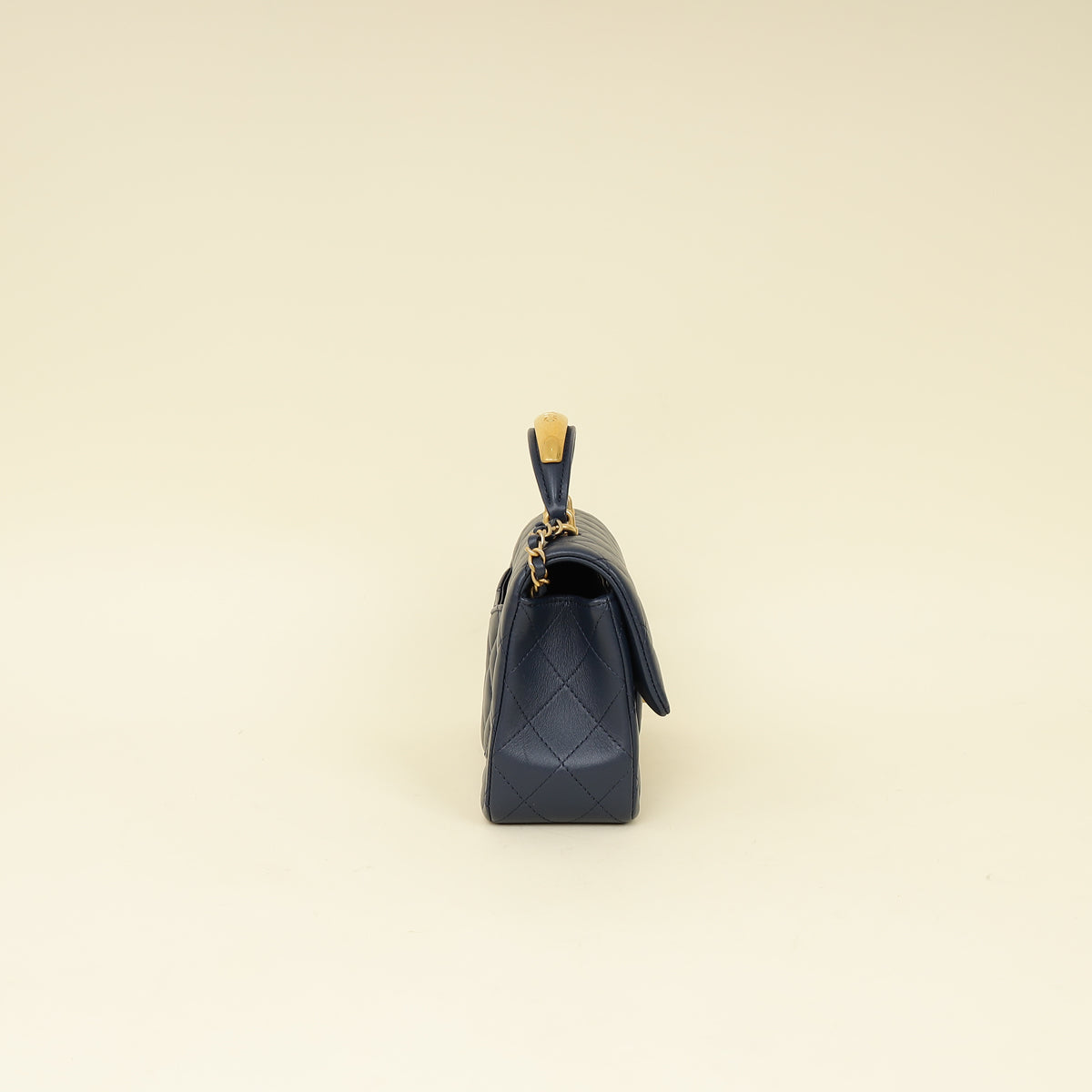 Chanel Blue Mini Rectangular Flap Metal Top Handle Bag