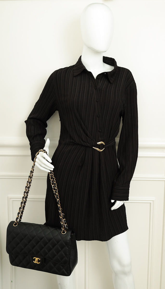 Chanel Black CC Classic Double Flap Jumbo Bag