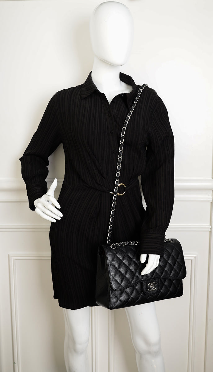 Chanel Black CC Classic Double Flap Jumbo Bag