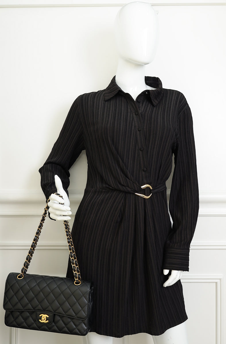 Chanel Black Classic Double Flap Medium Bag