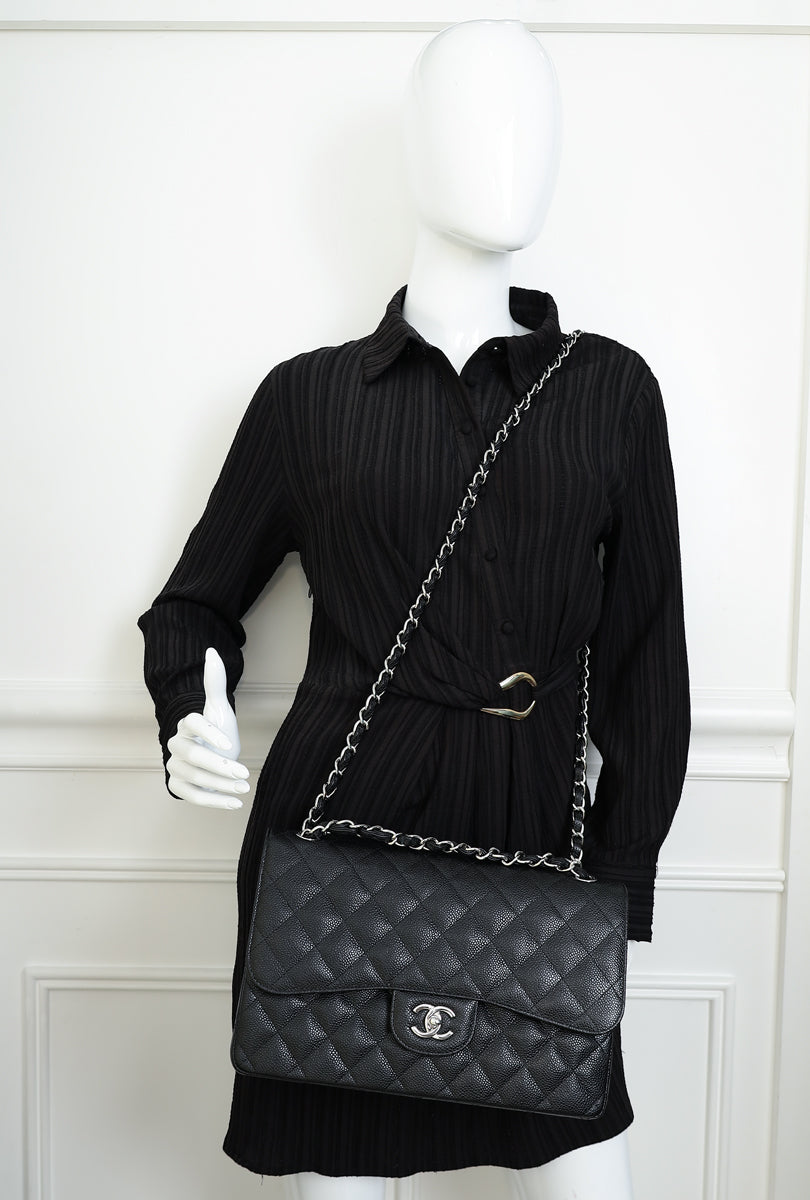 Chanel Black CC Classic Double Flap Jumbo Bag