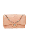 Chanel Peach Python CC Classic Double Flap Jumbo Bag