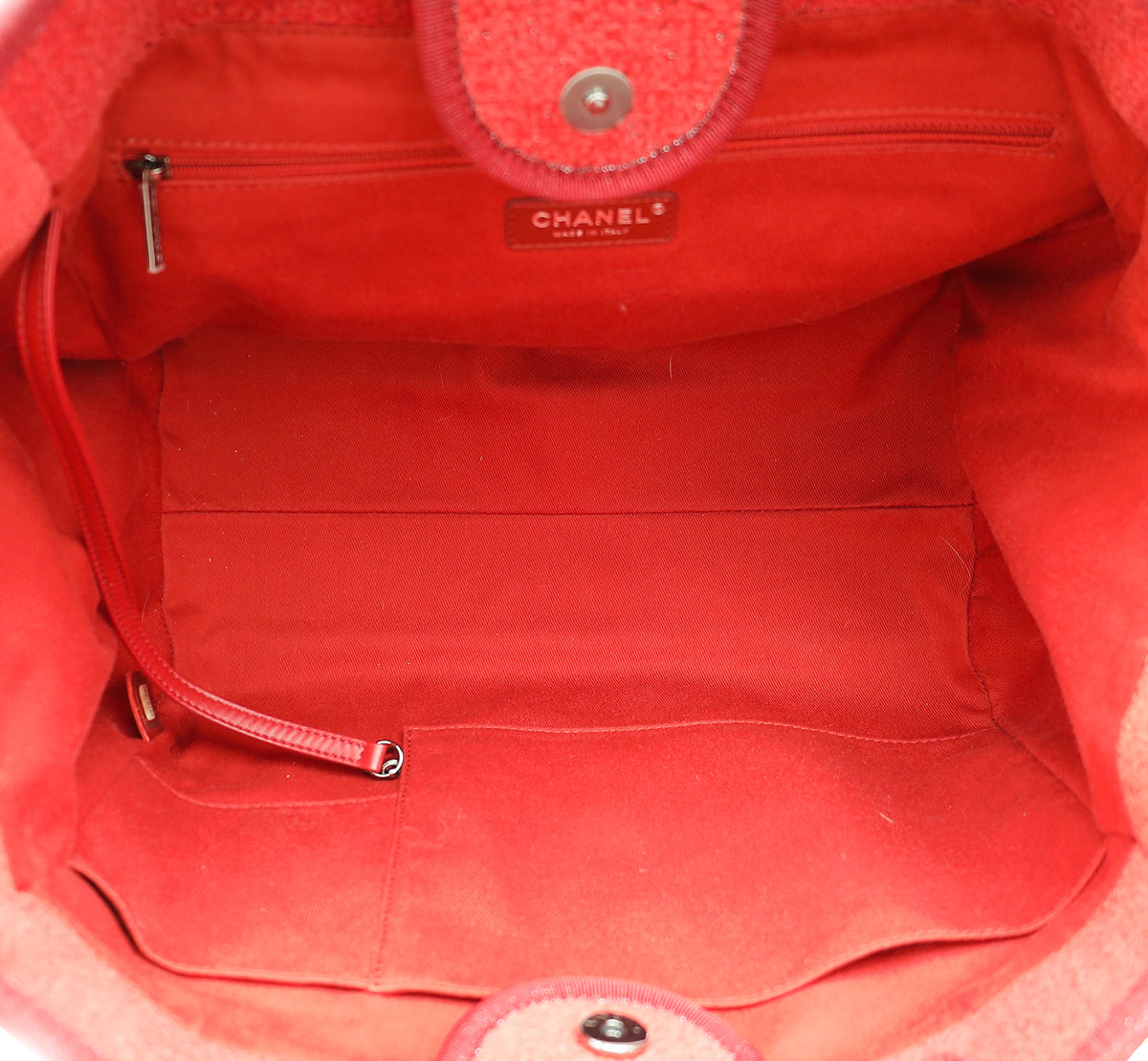 Chanel Red Deauville Tote Lurex Boucle Medium Bag