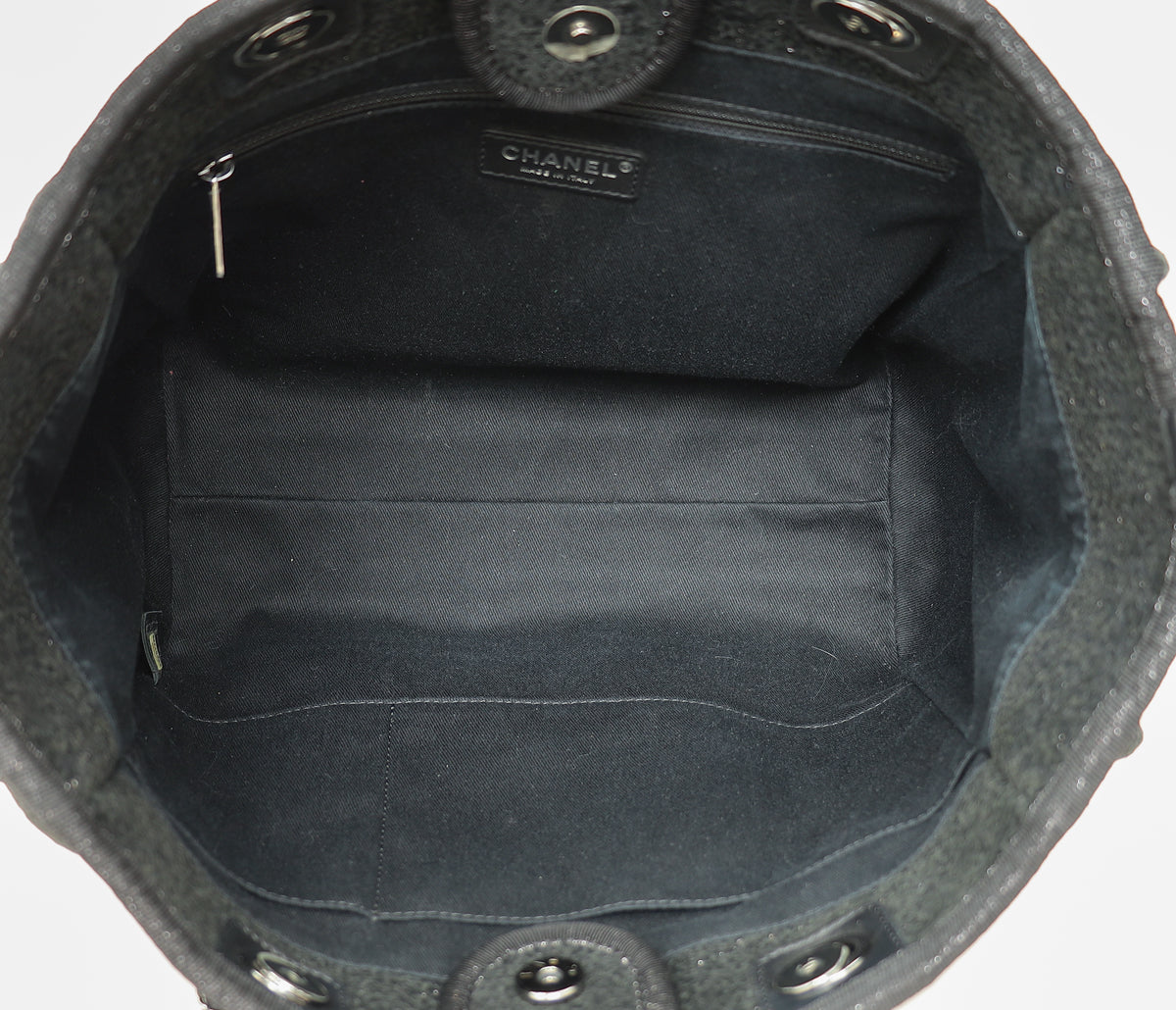 Chanel Black CC Deauville Tote Lurex Boucle Medium Bag