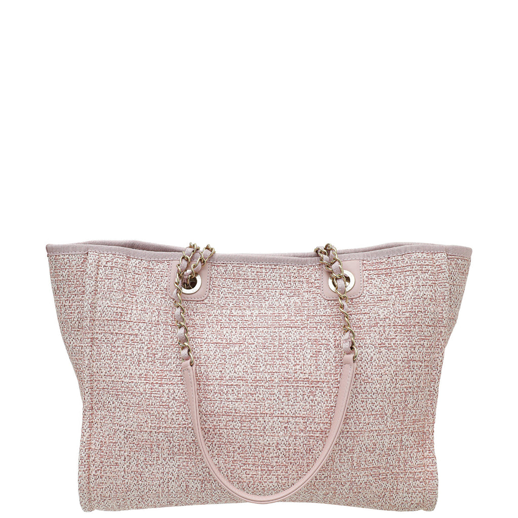 Chanel Pink Lurex Boucle Deauville Shopping Small Tote Bag