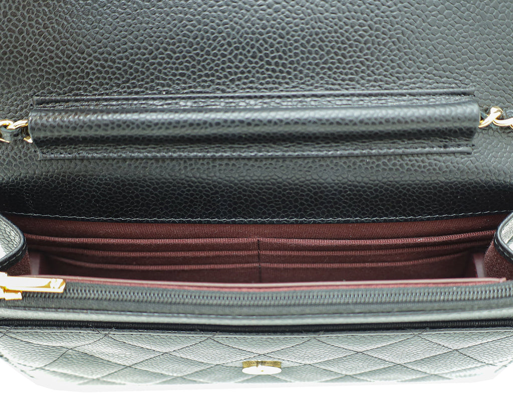 Chanel Black CC Classic Wallet On Chain