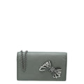 Chanel Metallic Grey CC Crystal Bow Chain Evening Bag