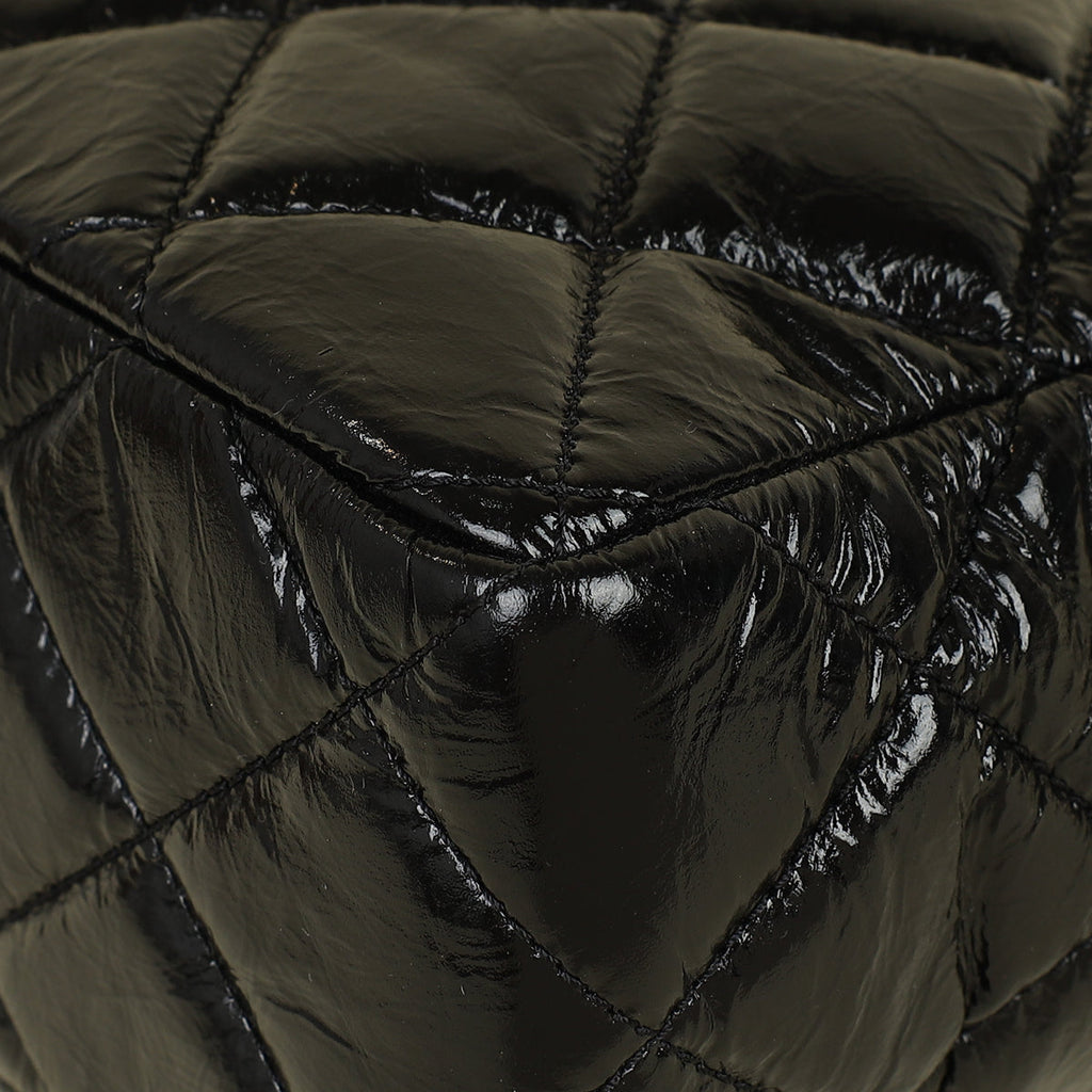 Chanel Black CC Wavy Charm Shiny Crumpled Hobo Bag