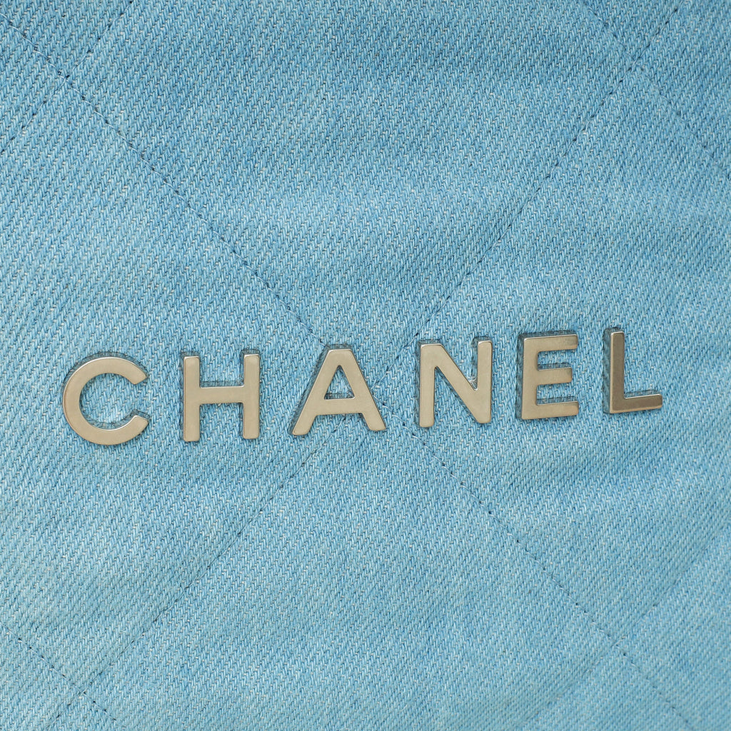 Chanel Light Blue Quilted Washed Denim Chanel 22 Small Bag
