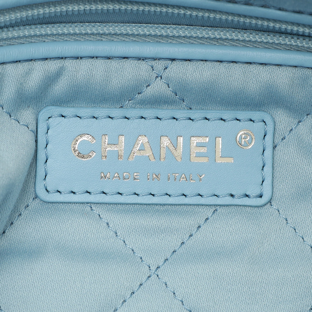 Chanel Light Blue Quilted Washed Denim Chanel 22 Small Bag