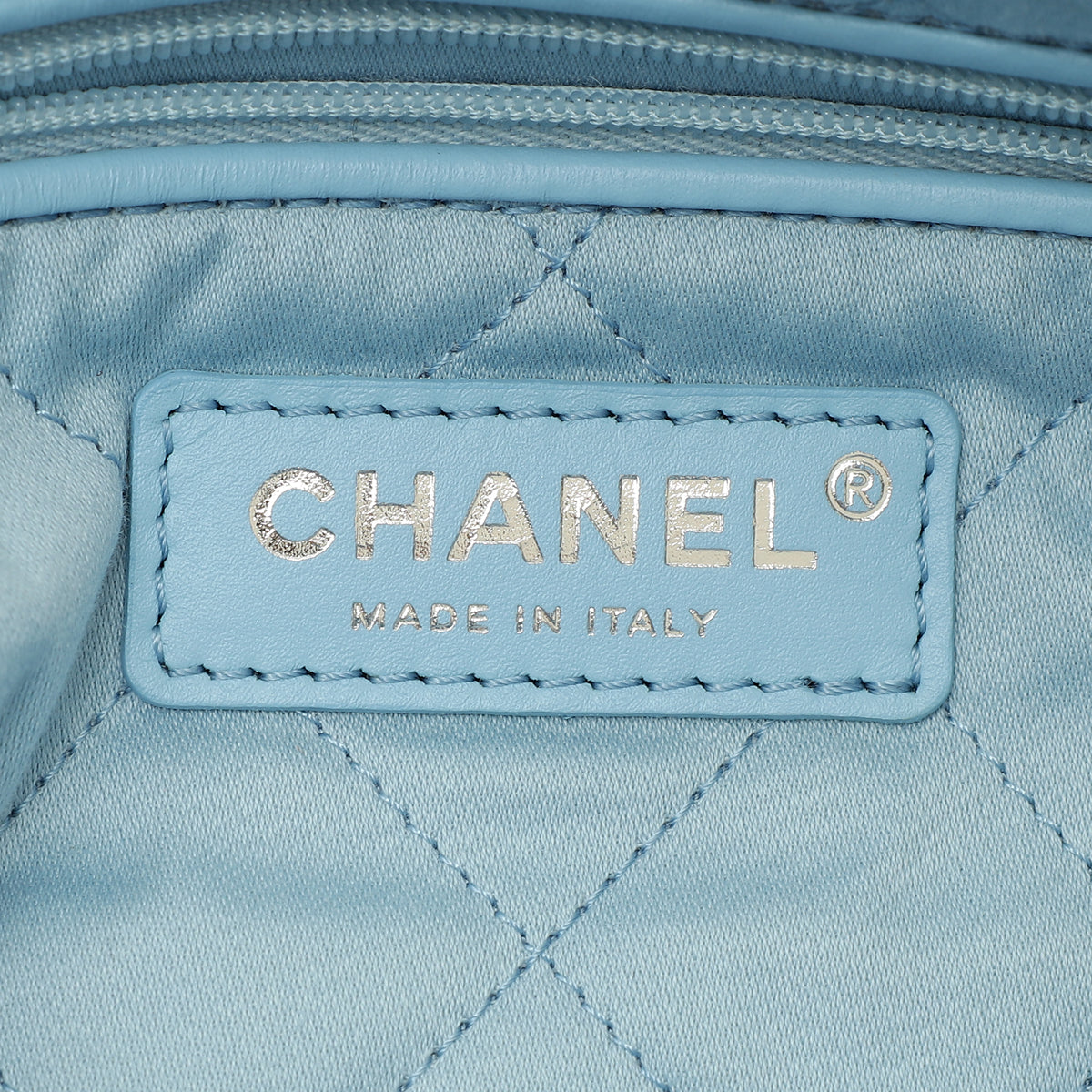 Chanel Light Blue Quilted Washed Denim Chanel 22 Small Bag