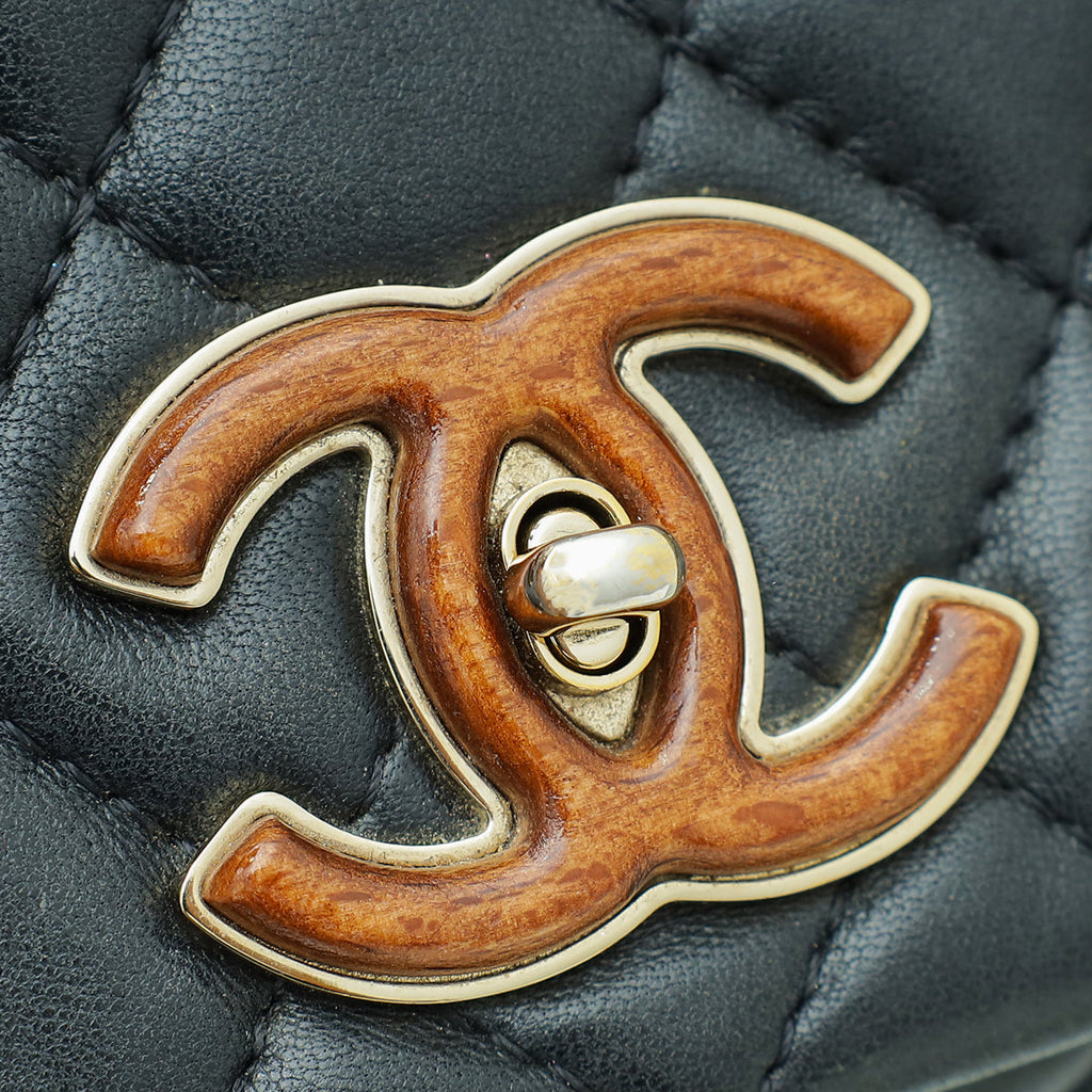 Chanel Black CC Quilted Knock on Wood Coco Handle Bag