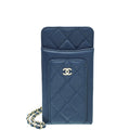 Chanel Navy Blue CC Compact Phone Chain Pouch