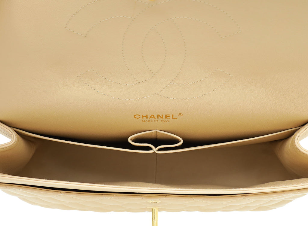 Chanel Beige CC Classic Double Flap Jumbo Bag