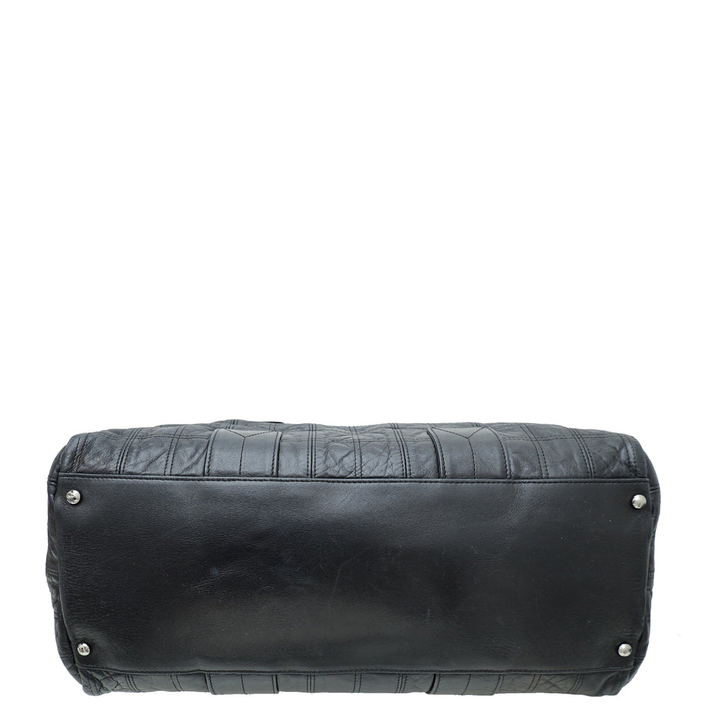 Chanel Black Square Stitched Lax Shopping Tote Bag