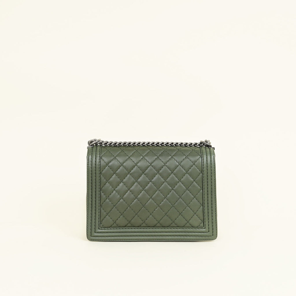Chanel Olive Green Le Boy Flap Shoulder Bag