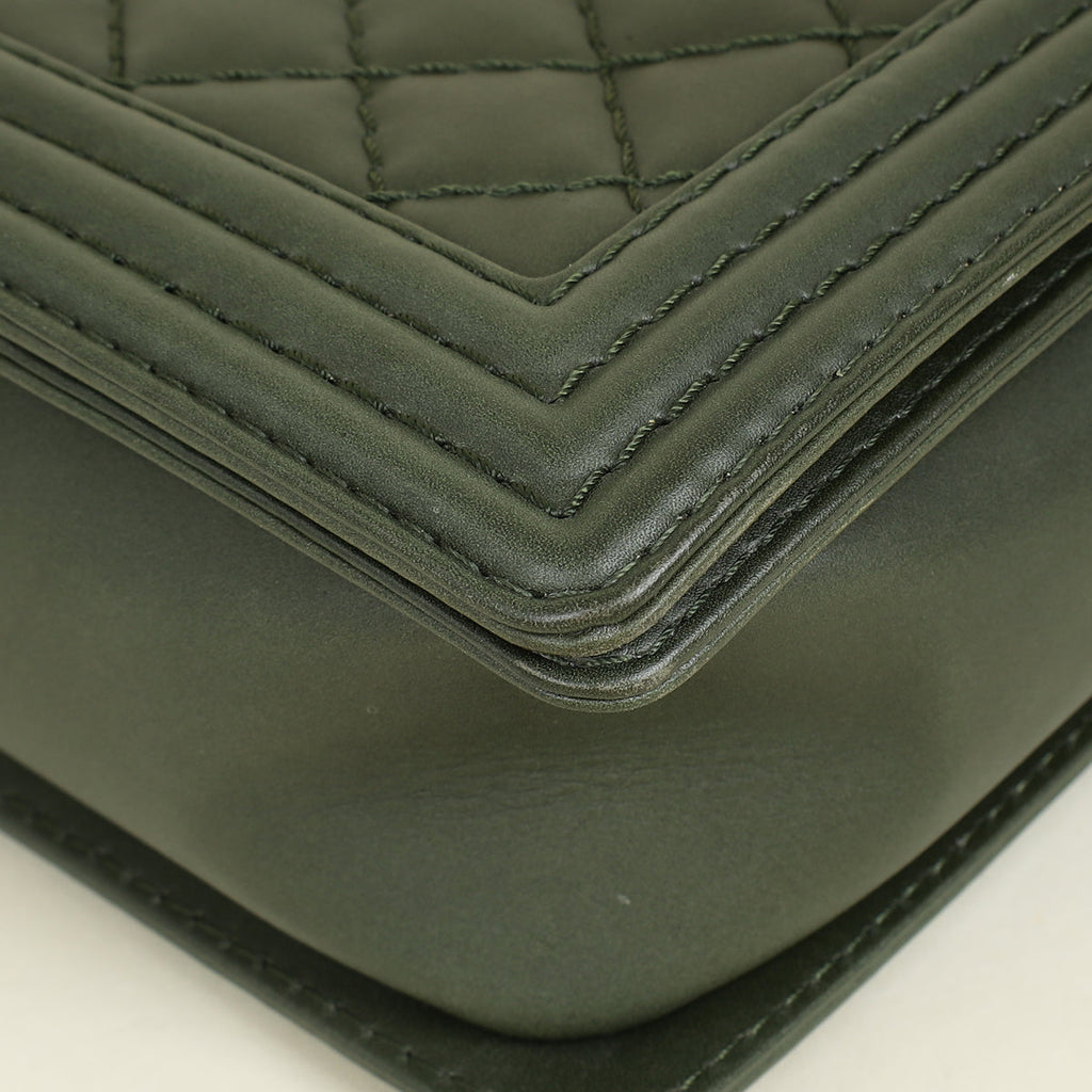 Chanel Olive Green Le Boy Flap Shoulder Bag