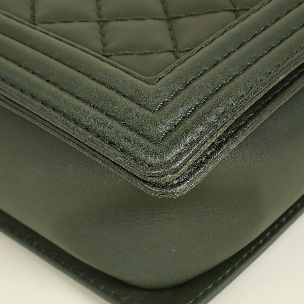 Chanel Olive Green Le Boy Flap Shoulder Bag
