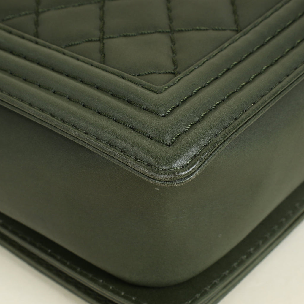 Chanel Olive Green Le Boy Flap Shoulder Bag