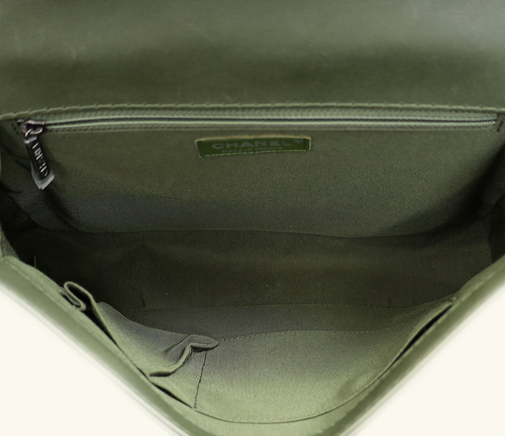 Chanel Olive Green Le Boy Flap Shoulder Bag