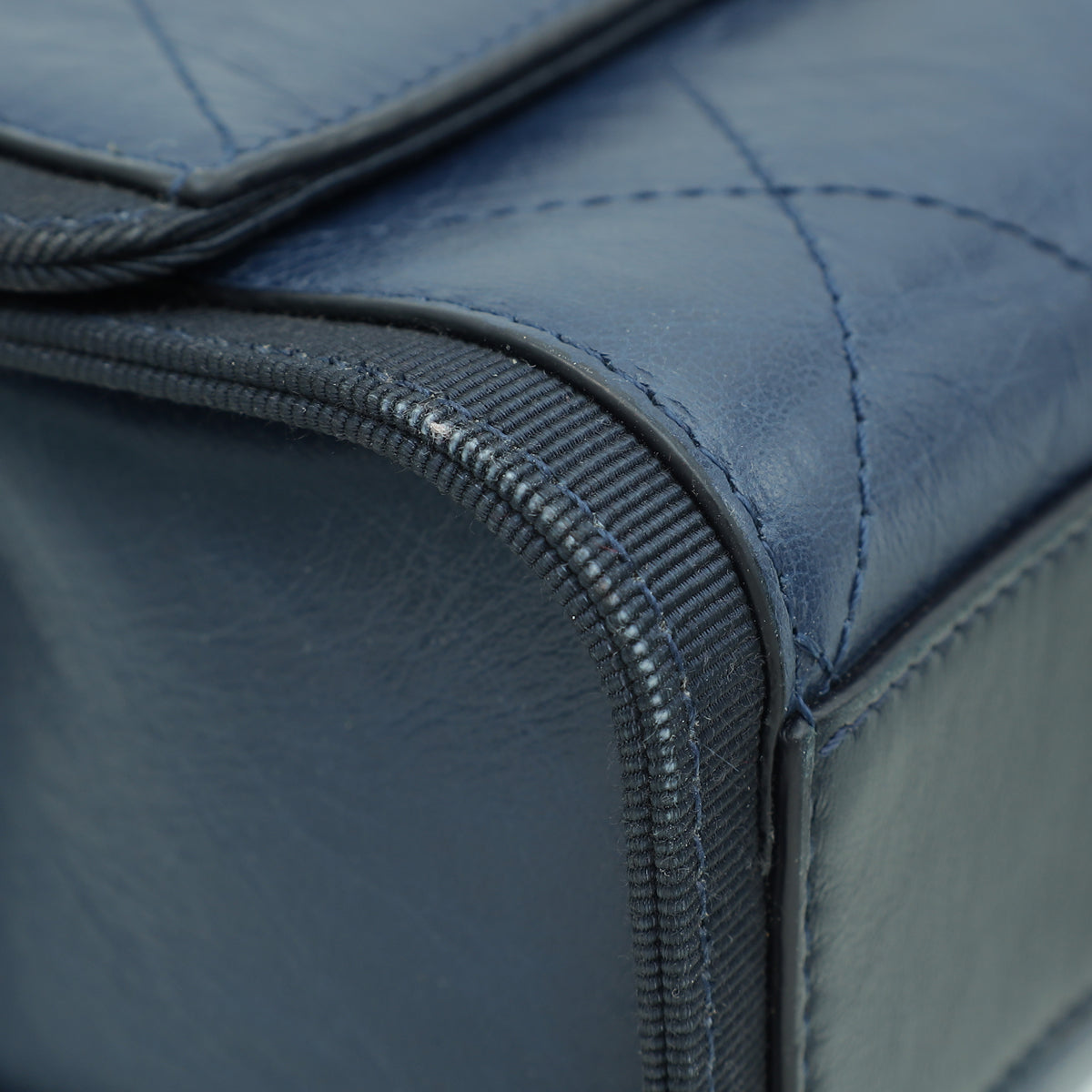 Chanel Navy Blue CC Crumpled Quilted Flap Bag