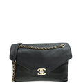 Chanel Black CC Chevron Stitched Large Envelope Flap Bag