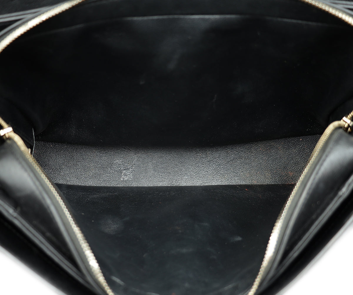 Chanel Black CC Chevron Stitched Large Envelope Flap Bag