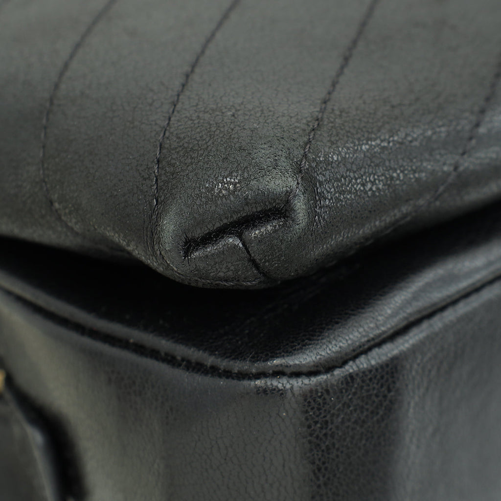 Chanel Black CC Chevron Stitched Large Envelope Flap Bag