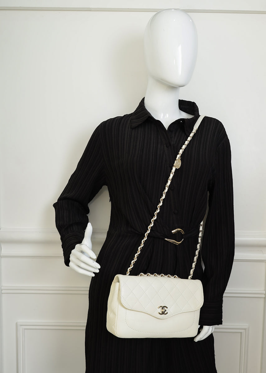 Chanel Ivory Cream CC Diana Flap Bag
