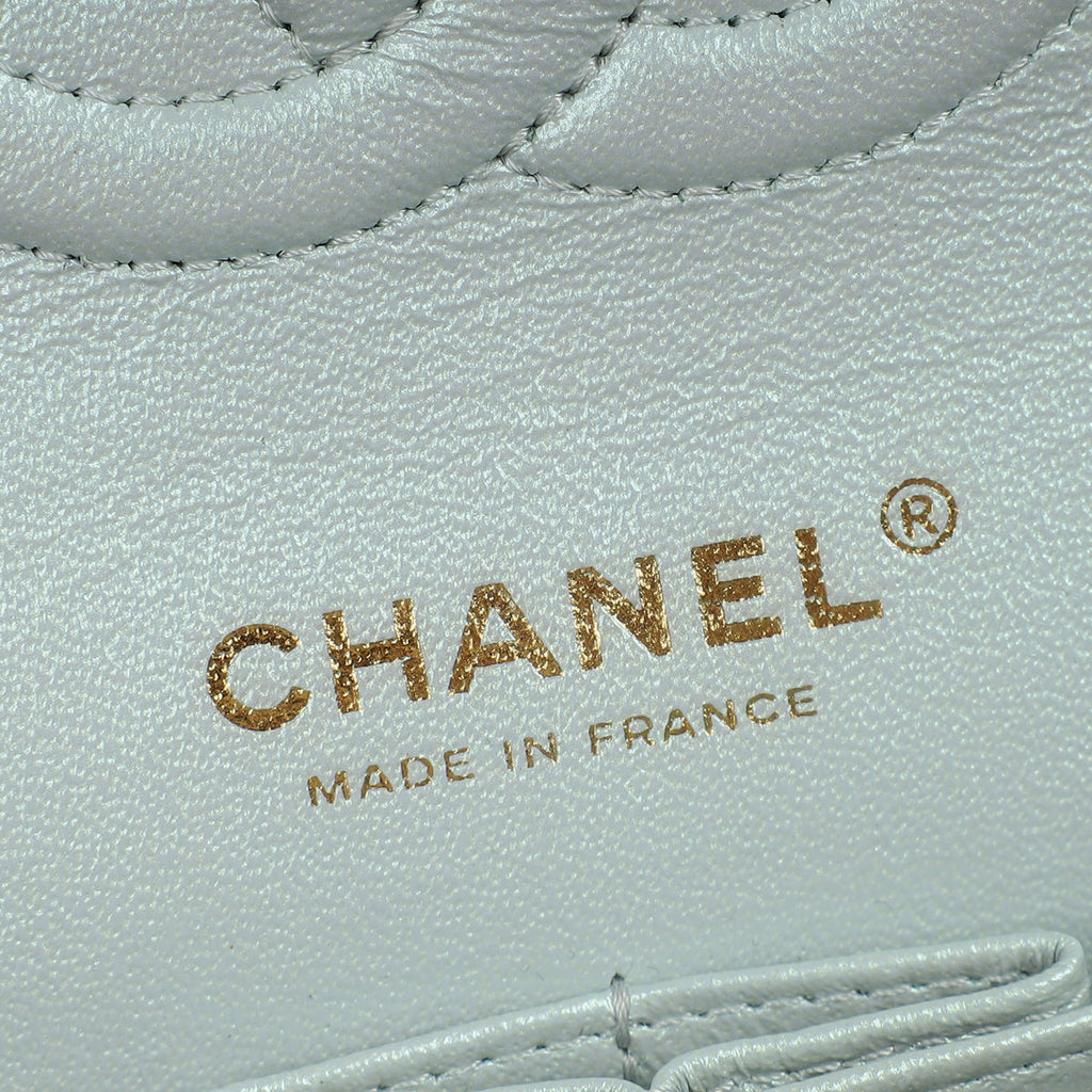 Chanel Perl Blue CC Classic 11,12 Double Flap Medium Bag