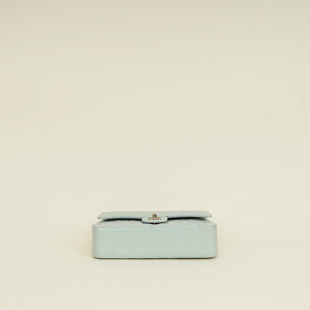 Chanel Perl Blue CC Classic 11,12 Double Flap Medium Bag
