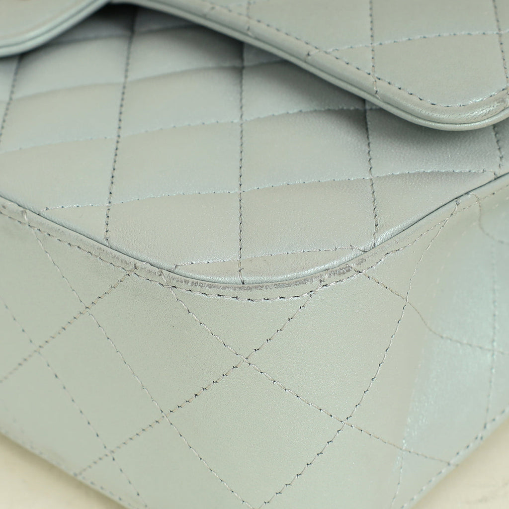 Chanel Perl Blue CC Classic 11,12 Double Flap Medium Bag