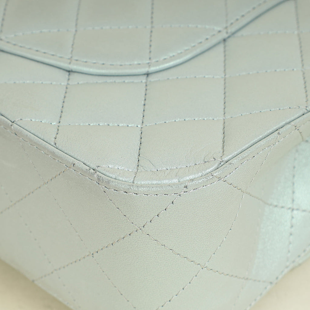 Chanel Perl Blue CC Classic 11,12 Double Flap Medium Bag