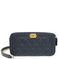Chanel Navy Blue Le Boy Double Zip Crossbody Bag
