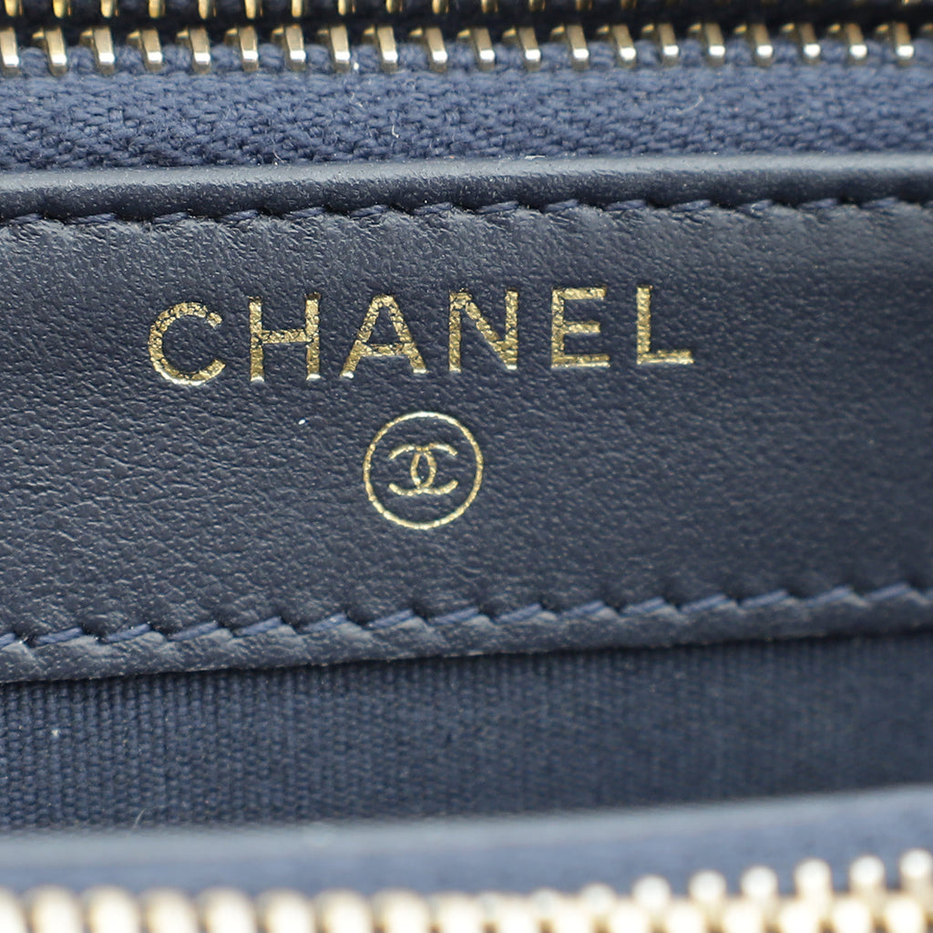 Chanel Navy Blue Le Boy Double Zip Crossbody Bag