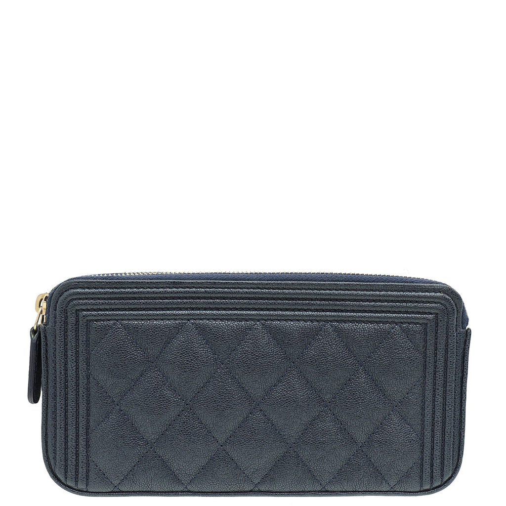 Chanel Navy Blue Le Boy Double Zip Crossbody Bag