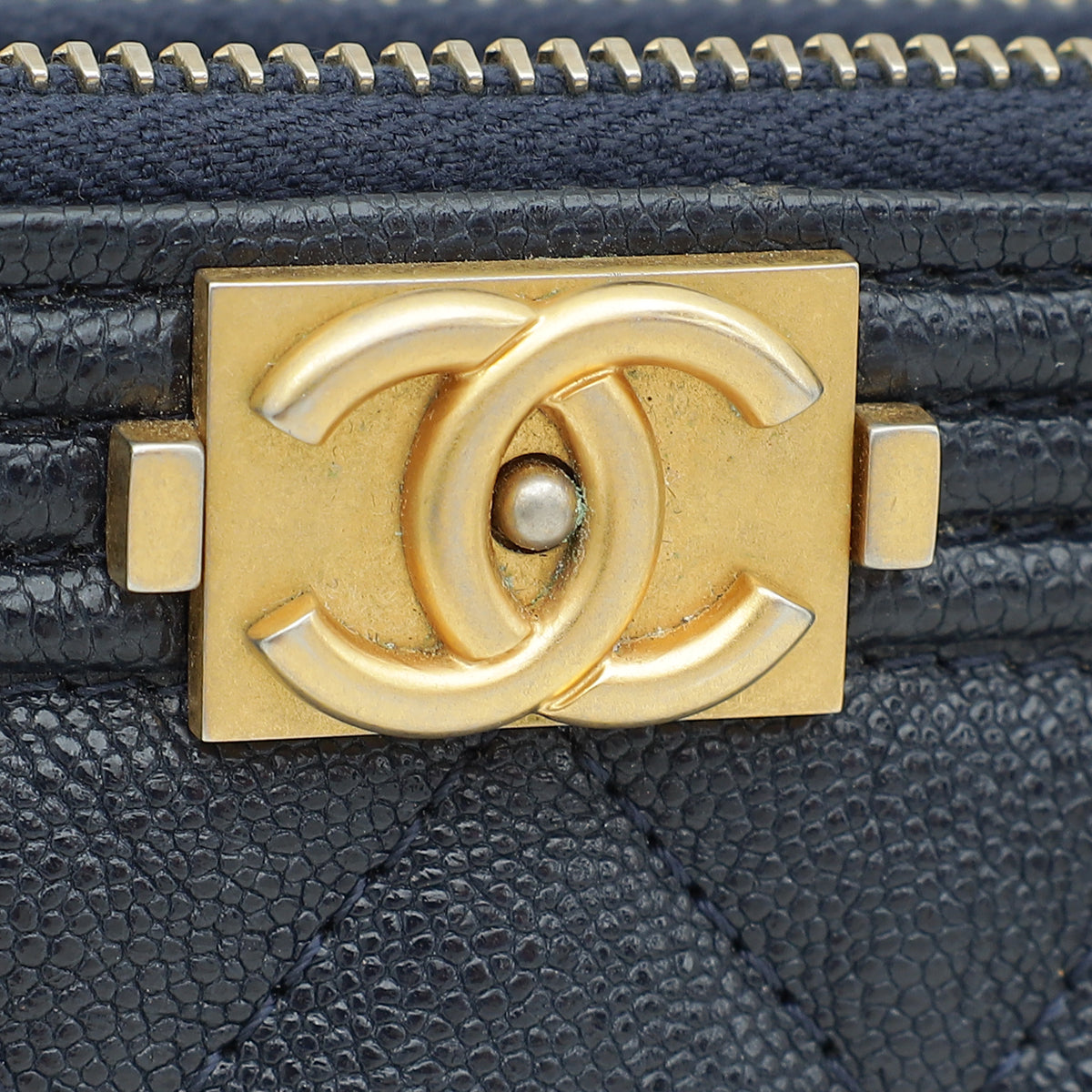 Chanel Navy Blue Le Boy Double Zip Crossbody Bag