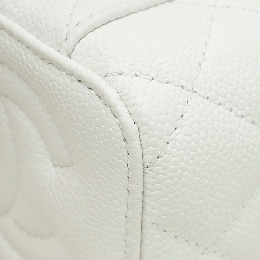 Chanel White CC Mini Heart Crush Vanity Case With Chain