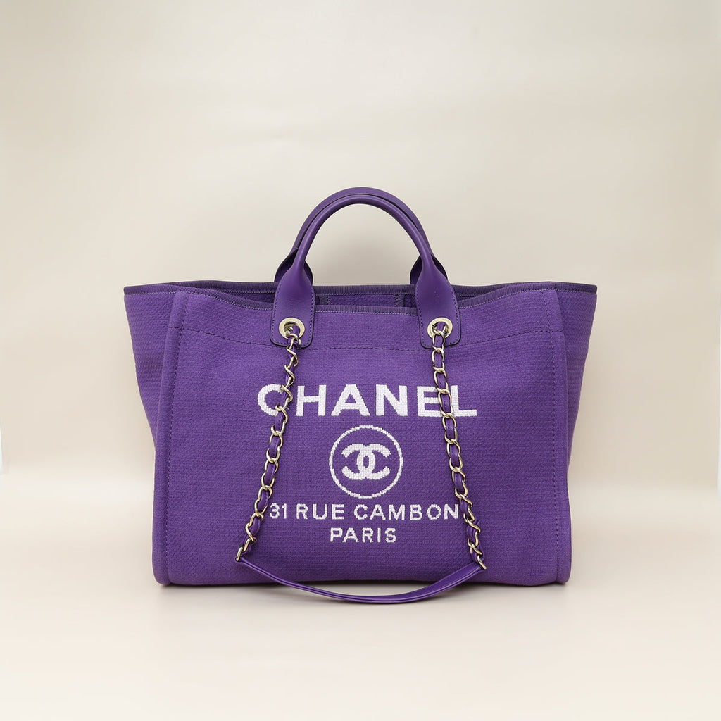 Chanel Violet CC Deauville Medium Tote Bag