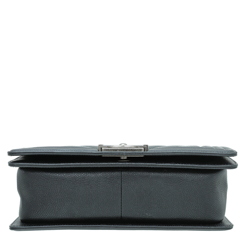 Chanel Black Le Boy Chevron Medium Bag