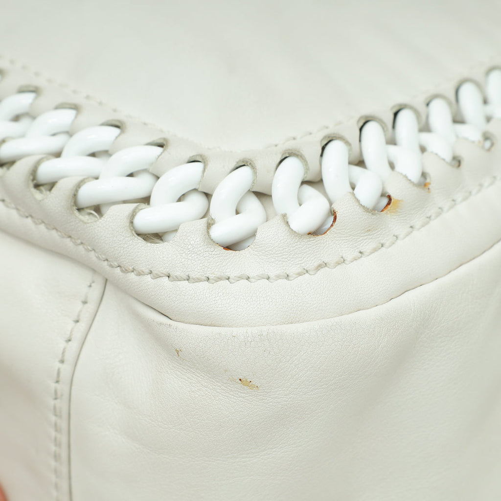 Chanel White CC Luxe Ligne Accordion Flap Bag
