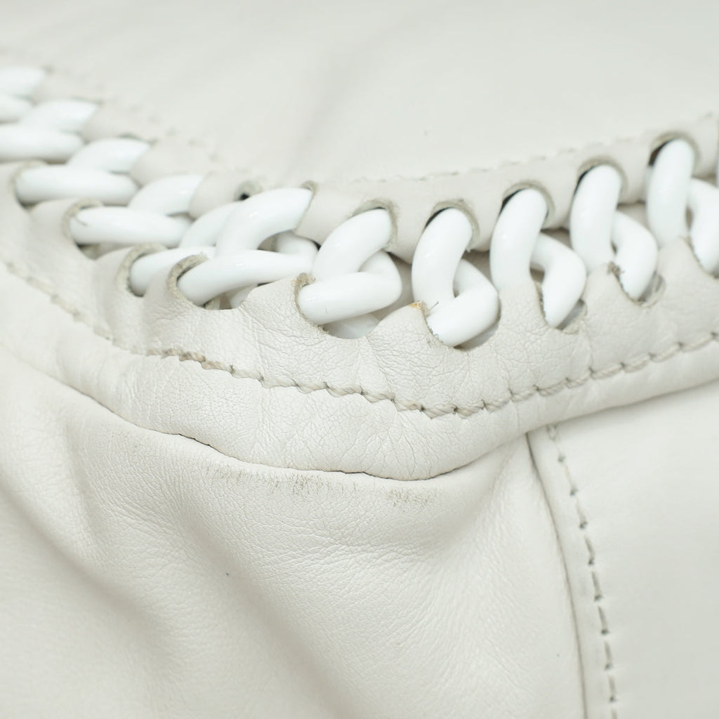 Chanel White CC Luxe Ligne Accordion Flap Bag