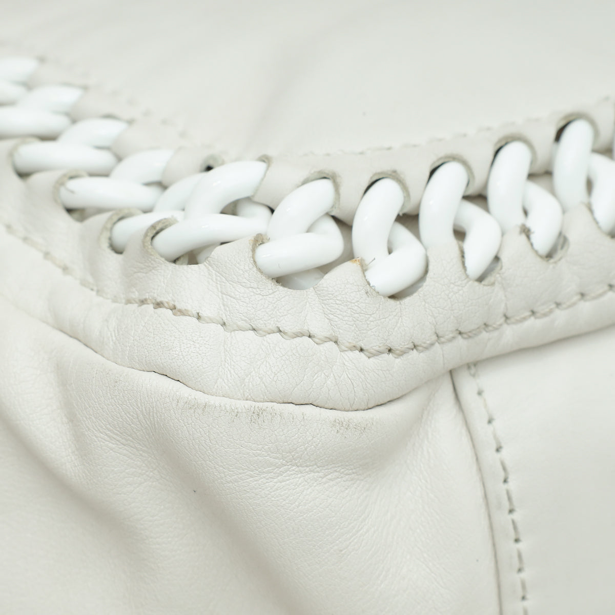 Chanel White CC Luxe Ligne Accordion Flap Bag