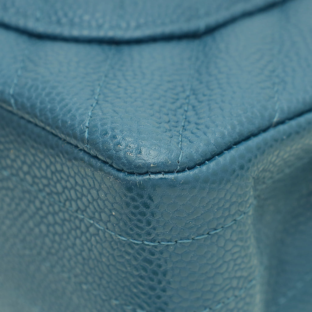 Chanel Teal CC Classic Chevron Double Flap Small Bag